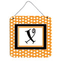 Letter X Initial Monogram  Orange Polkadots Wall Or Door Hanging Prints
