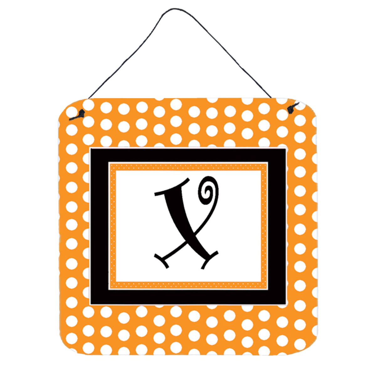 Letter X Initial Monogram  Orange Polkadots Wall Or Door Hanging Prints
