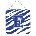 Letter E Initial Tiger Stripe Blue And White Wall Or Door Hanging Prints