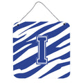 Letter I Initial Tiger Stripe Blue And White Wall Or Door Hanging Prints