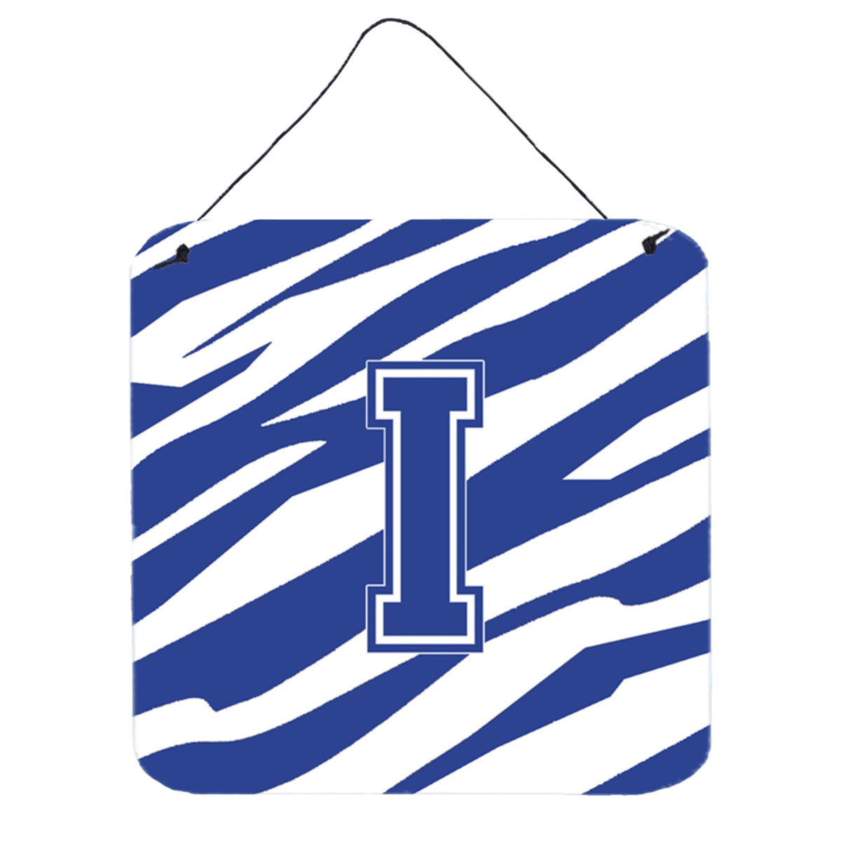 Letter I Initial Tiger Stripe Blue And White Wall Or Door Hanging Prints