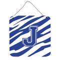 Letter J Initial Tiger Stripe Blue And White Wall Or Door Hanging Prints
