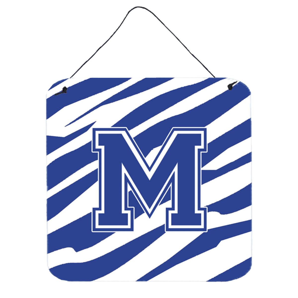 Letter M Initial Tiger Stripe Blue And White Wall Or Door Hanging Prints