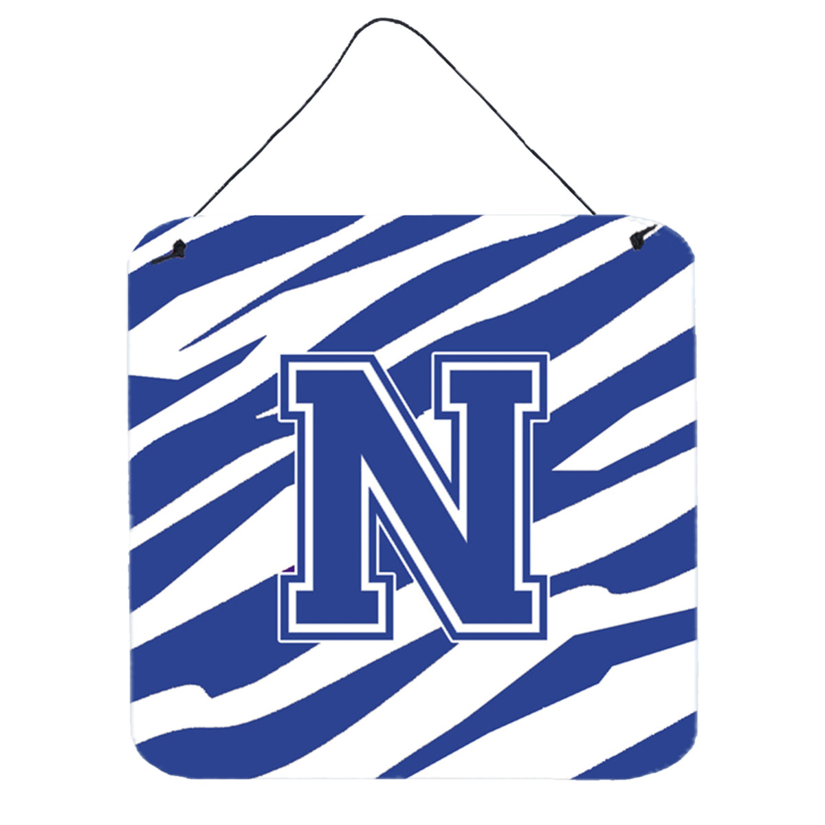 Letter N Initial Tiger Stripe Blue And White Wall Or Door Hanging Prints