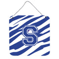 Letter S Initial Tiger Stripe Blue And White Wall Or Door Hanging Prints