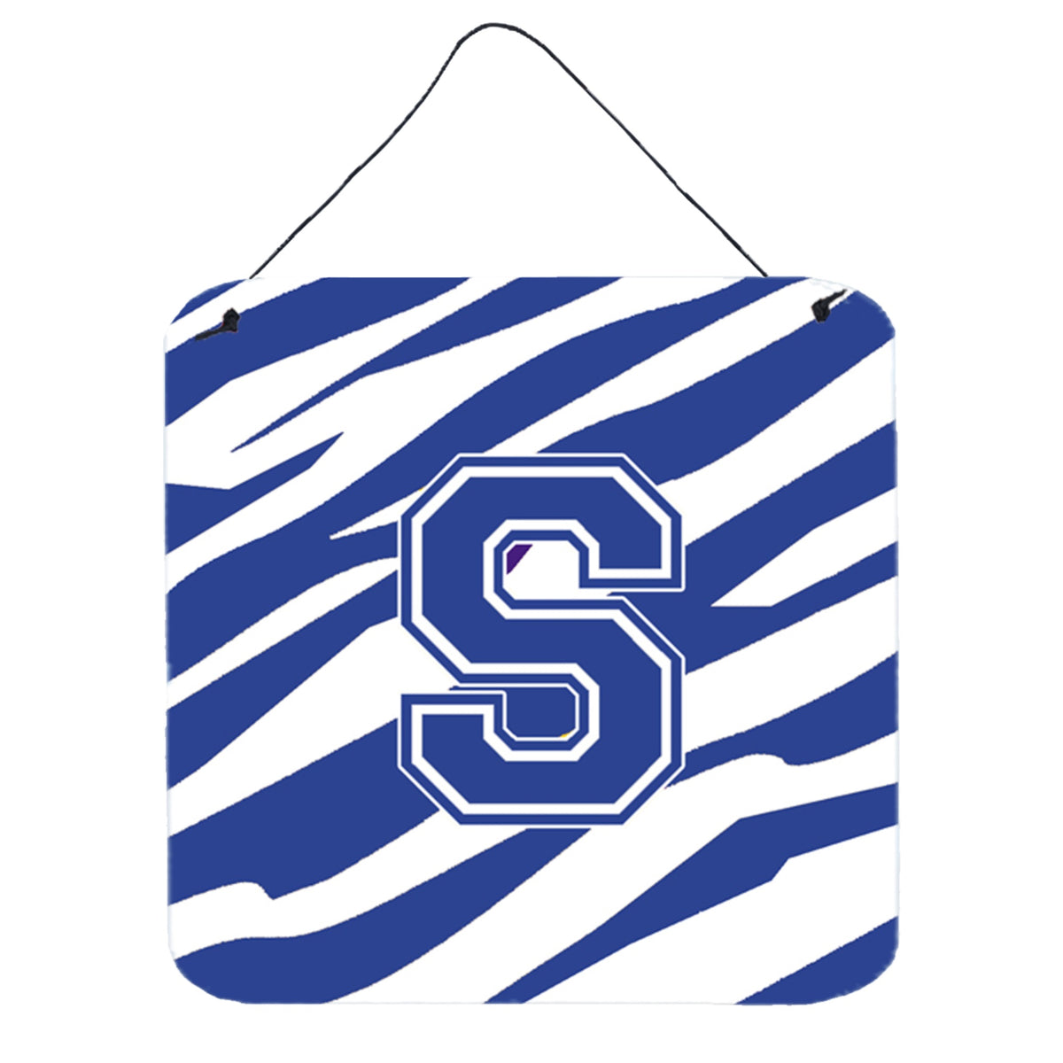 Letter S Initial Tiger Stripe Blue And White Wall Or Door Hanging Prints