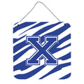 Letter X Initial  Tiger Stripe Blue And White Wall Or Door Hanging Prints