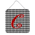 Letter C Initial Monogram  Houndstooth Black Wall Or Door Hanging Prints