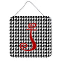 Letter J Initial Monogram  Houndstooth Black Wall Or Door Hanging Prints