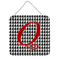 Letter Q Initial Monogram  Houndstooth Black Wall Or Door Hanging Prints