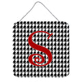 Letter S Initial Monogram  Houndstooth Black Wall Or Door Hanging Prints