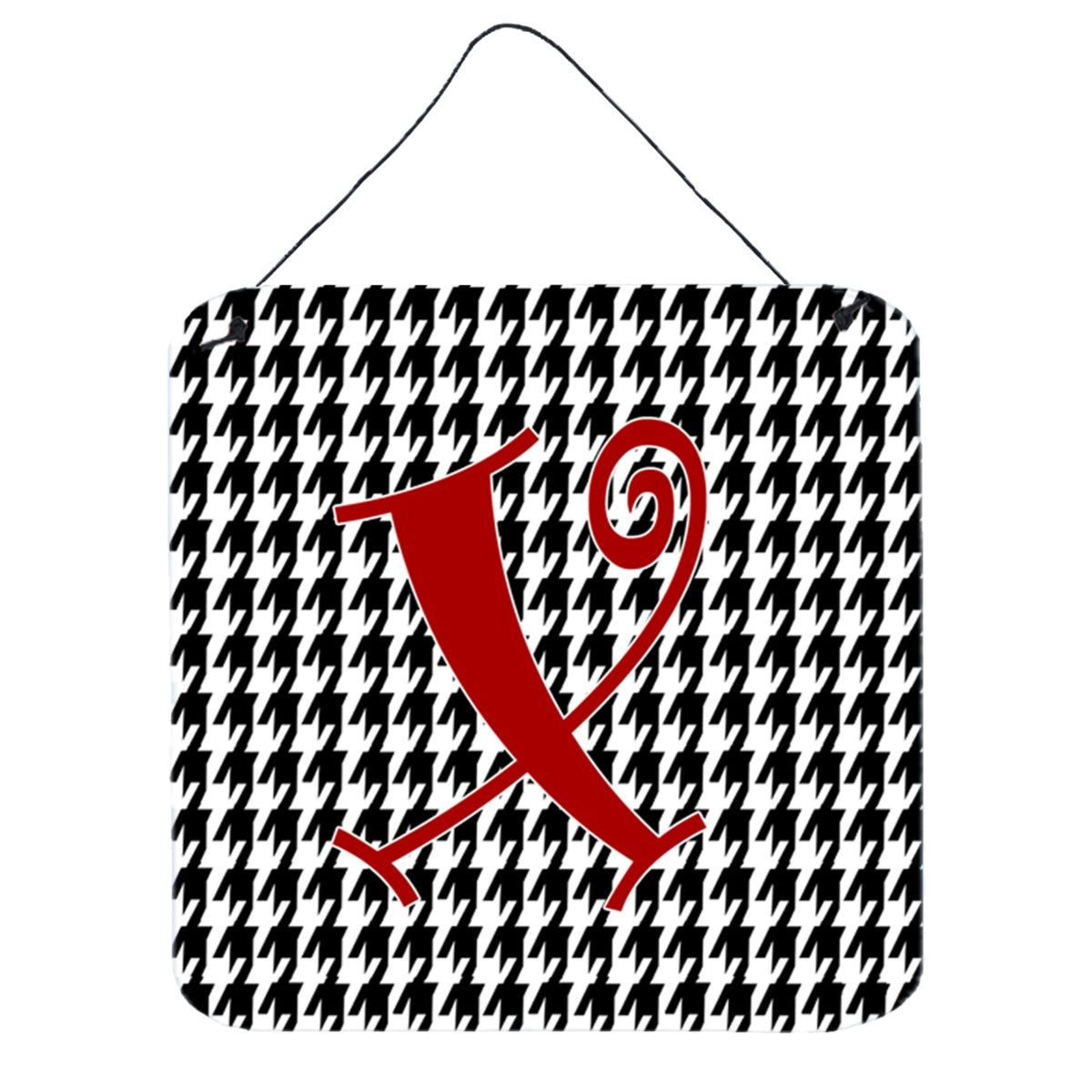 Letter X Initial Monogram  Houndstooth Black Wall Or Door Hanging Prints