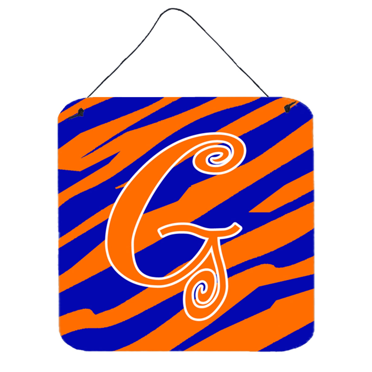 Letter G Initial Tiger Stripe Blue And Orange Wall Or Door Hanging Prints