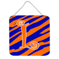 Letter L Initial Tiger Stripe Blue And Orange Wall Or Door Hanging Prints