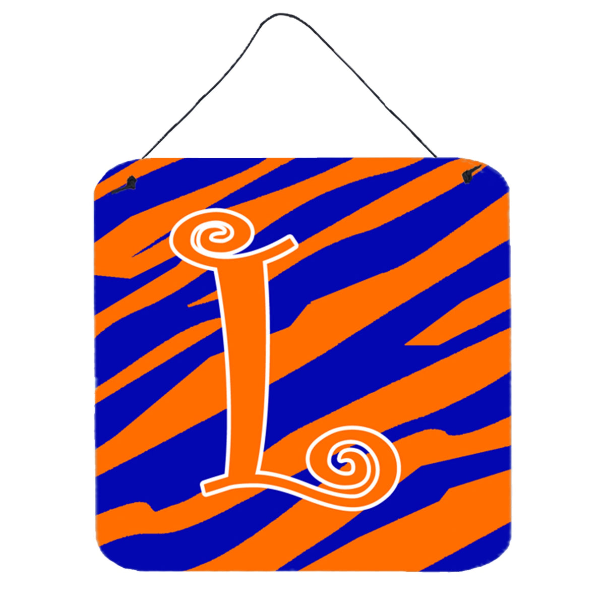 Letter L Initial Tiger Stripe Blue And Orange Wall Or Door Hanging Prints