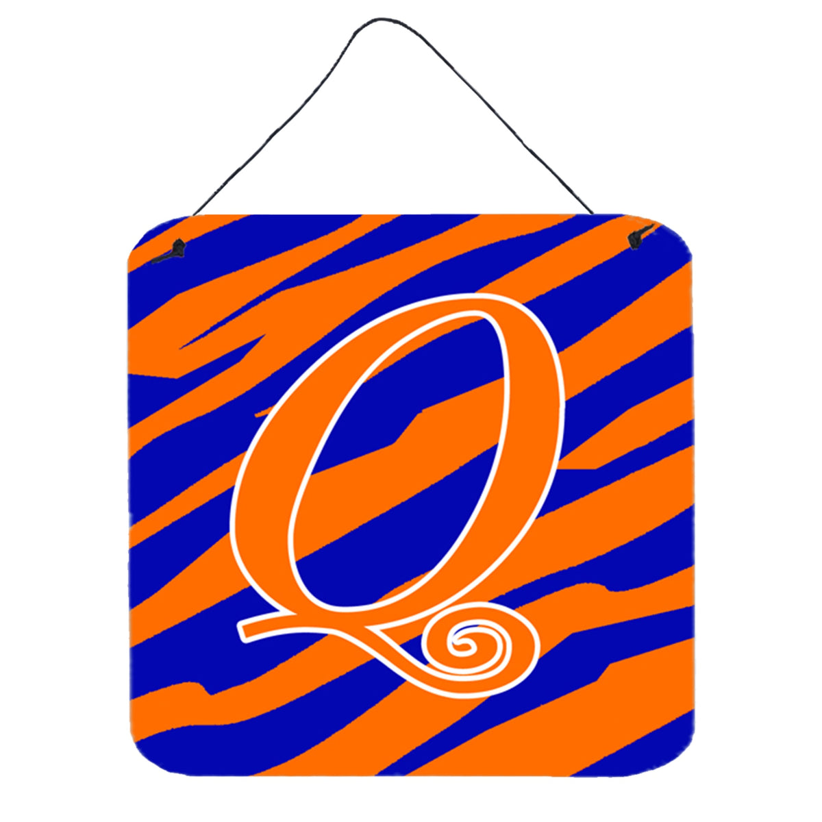 Letter Q Initial Tiger Stripe Blue And Orange Wall Or Door Hanging Prints