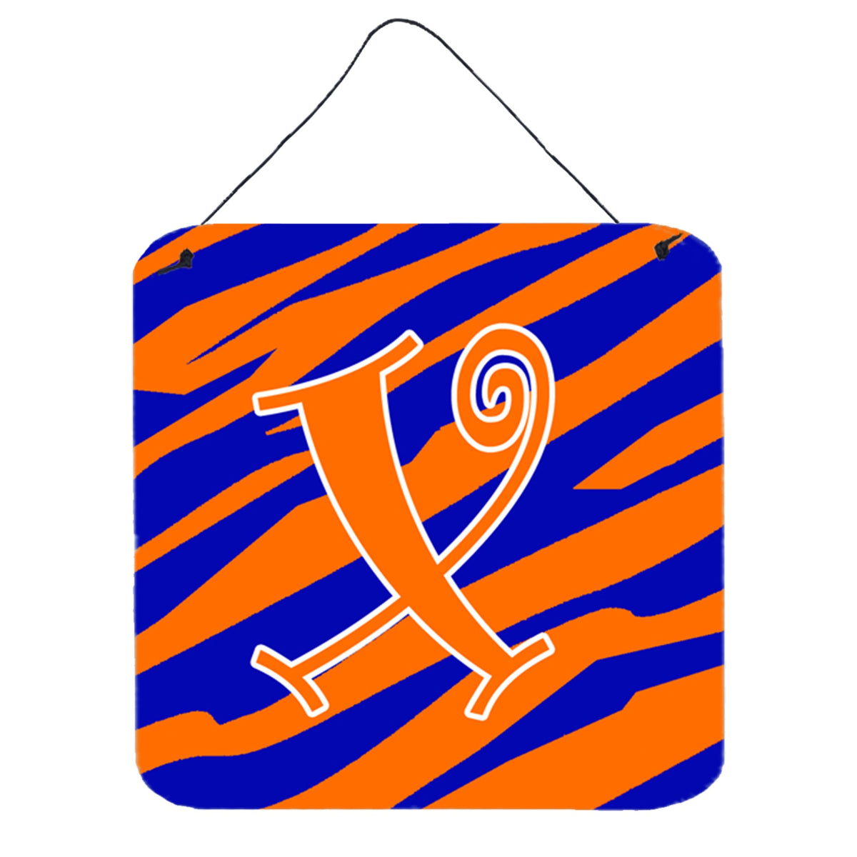 Letter X Initial  Tiger Stripe Blue And Orange Wall Or Door Hanging Prints