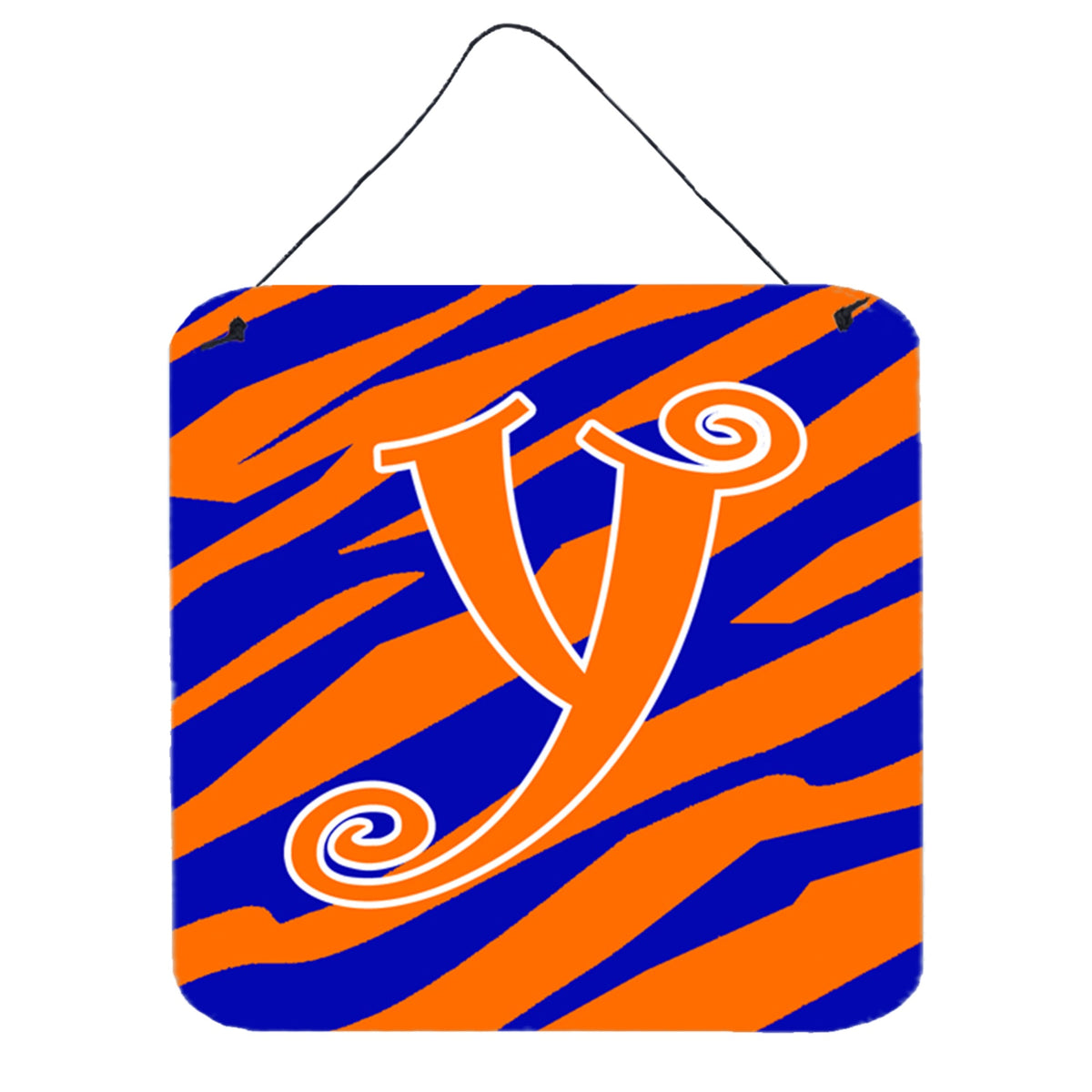 Letter Y Initial  Tiger Stripe Blue And Orange Wall Or Door Hanging Prints