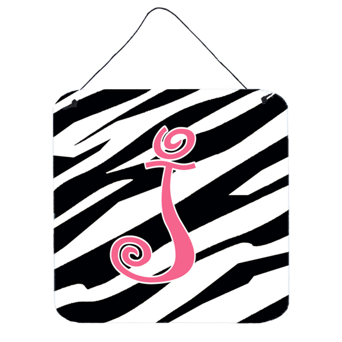 Letter J Initial Zebra Stripe And Pink Wall Or Door Hanging Prints