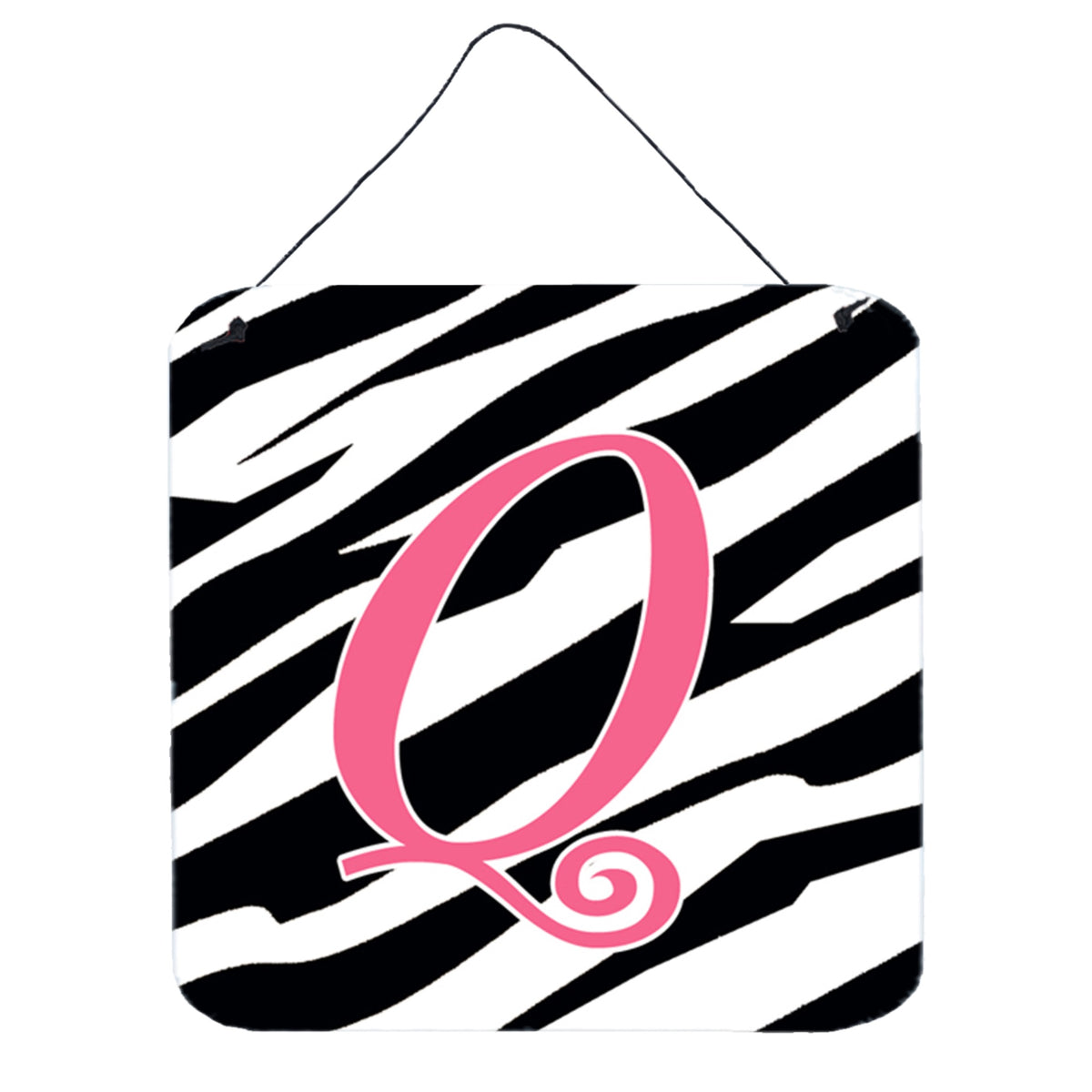 Letter Q Initial  Zebra Stripe And Pink Wall Or Door Hanging Prints