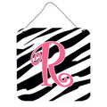 Letter R Initial  Zebra Stripe And Pink Wall Or Door Hanging Prints