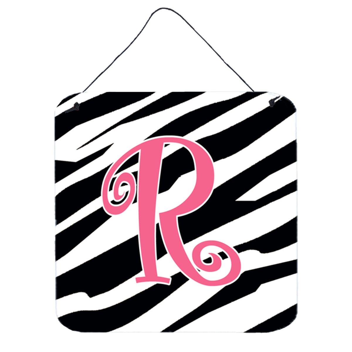 Letter R Initial  Zebra Stripe And Pink Wall Or Door Hanging Prints