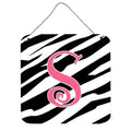 Letter S Initial Zebra Stripe And Pink Wall Or Door Hanging Prints