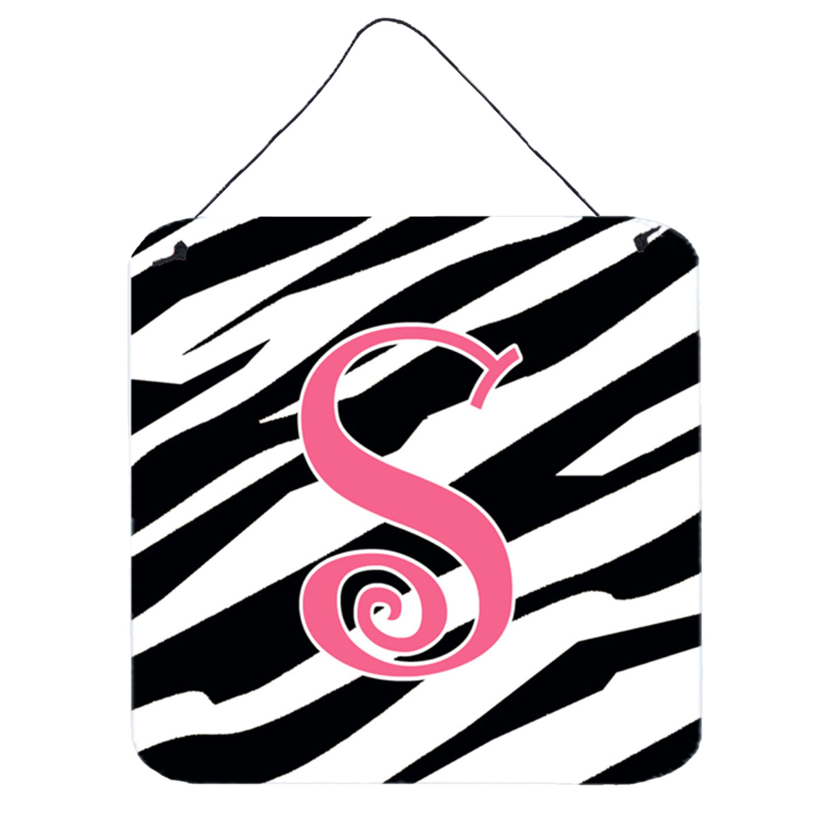 Letter S Initial Zebra Stripe And Pink Wall Or Door Hanging Prints