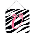Letter U Initial Zebra Stripe And Pink Wall Or Door Hanging Prints