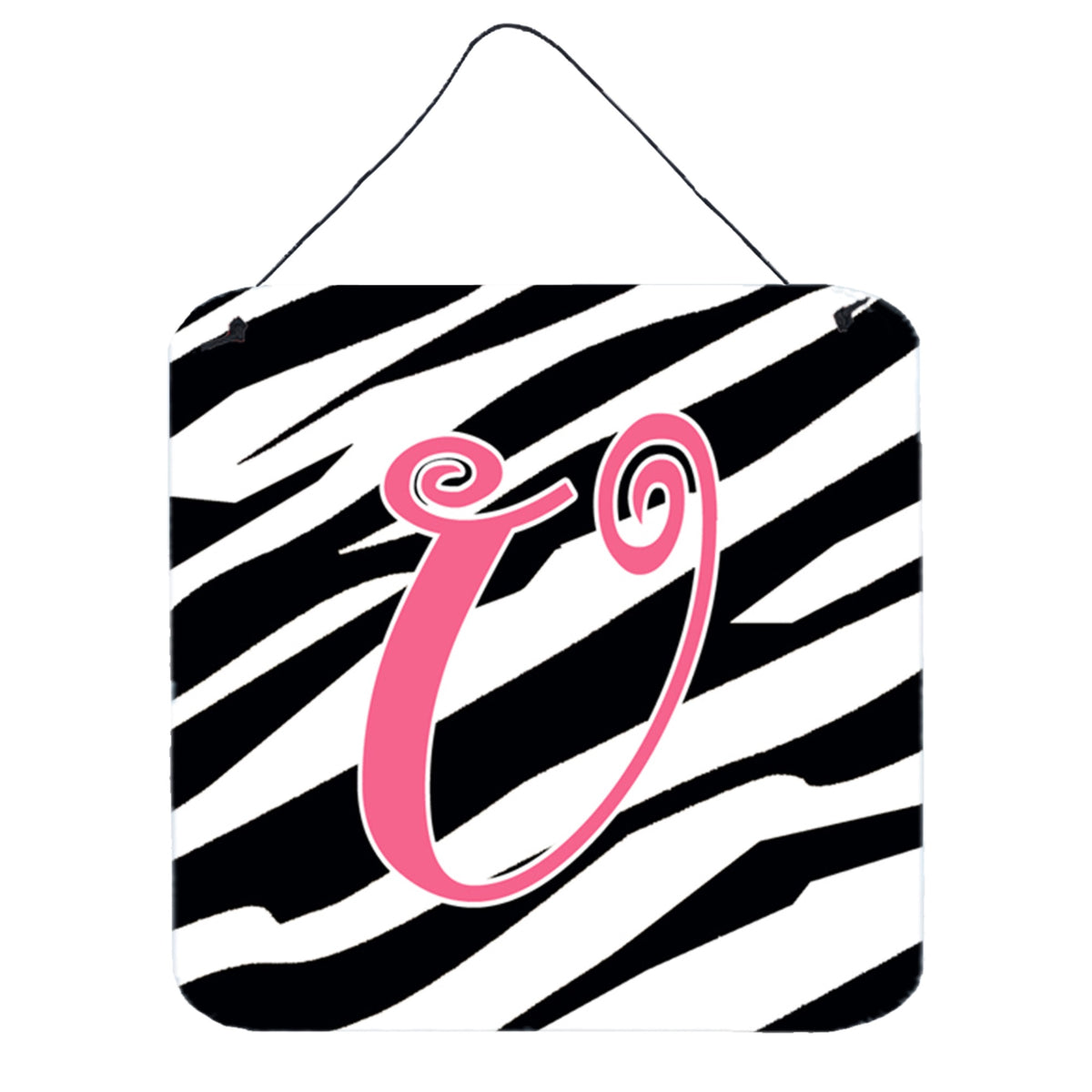 Letter U Initial Zebra Stripe And Pink Wall Or Door Hanging Prints
