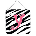 Letter Y Initial  Zebra Stripe And Pink Wall Or Door Hanging Prints
