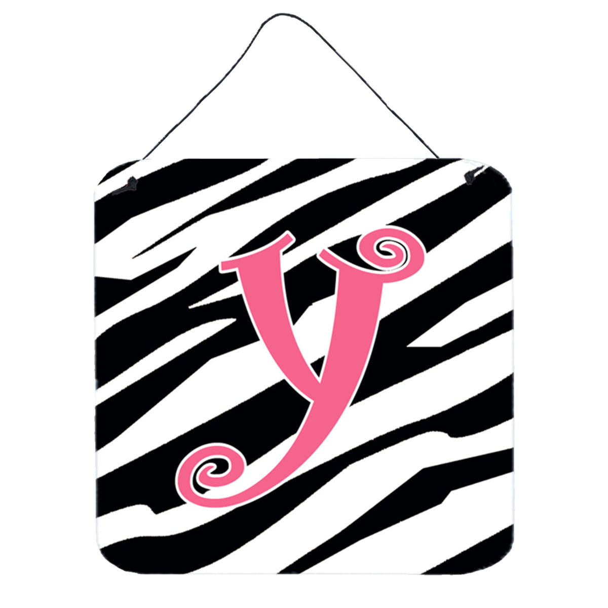Letter Y Initial  Zebra Stripe And Pink Wall Or Door Hanging Prints