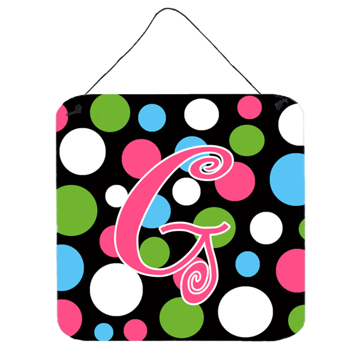 Letter G Initial Monogram  Polkadots And Pink Wall Or Door Hanging Prints