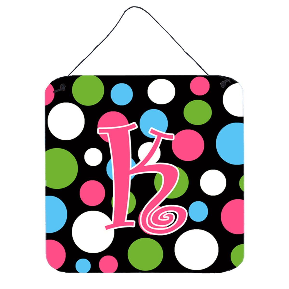 Letter K Initial Monogram  Polkadots And Pink Wall Or Door Hanging Prints