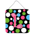 Letter L Initial Monogram  Polkadots And Pink Wall Or Door Hanging Prints