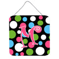 Letter M Initial Monogram  Polkadots And Pink Wall Or Door Hanging Prints