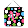 Letter P Initial Monogram  Polkadots And Pink Wall Or Door Hanging Prints