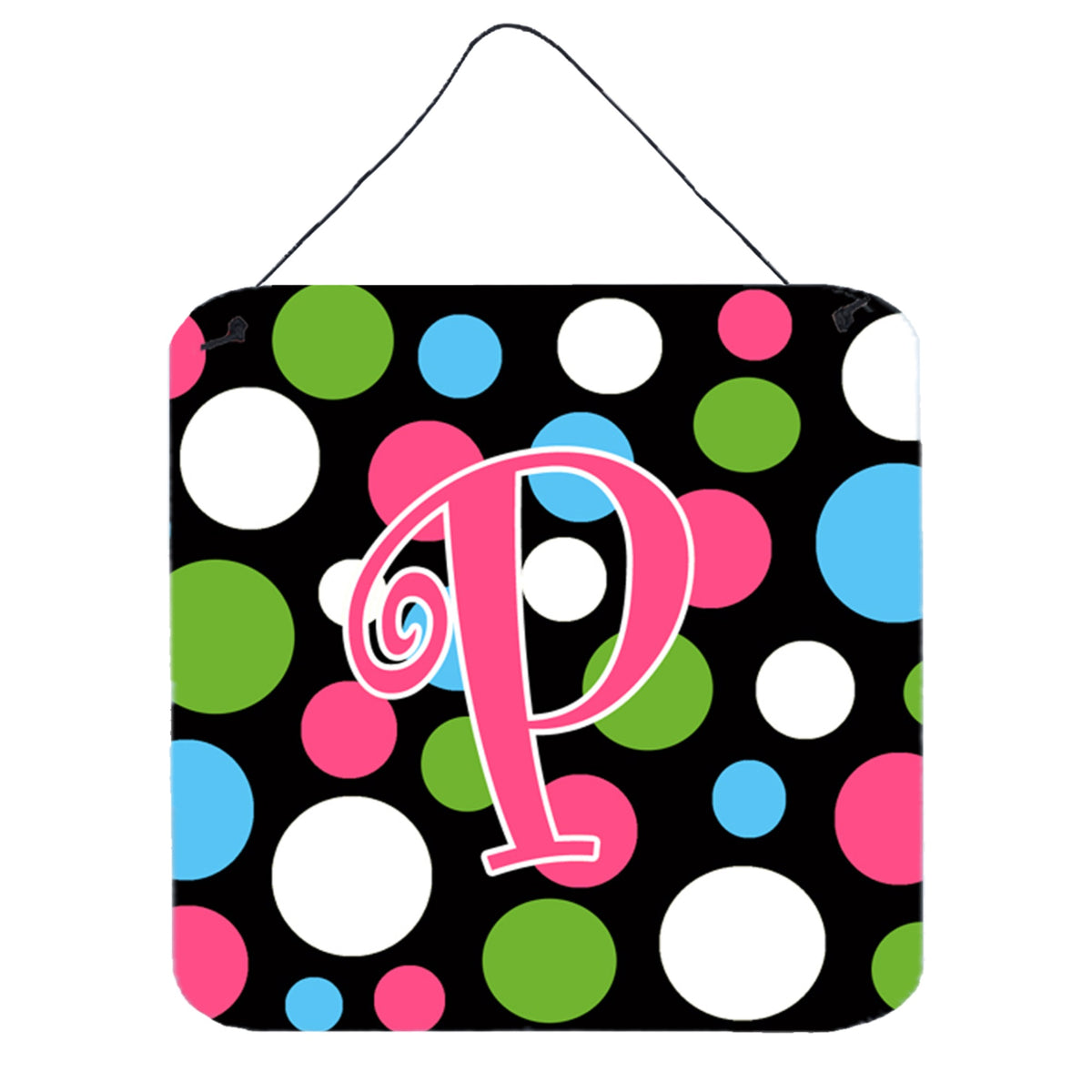 Letter P Initial Monogram  Polkadots And Pink Wall Or Door Hanging Prints