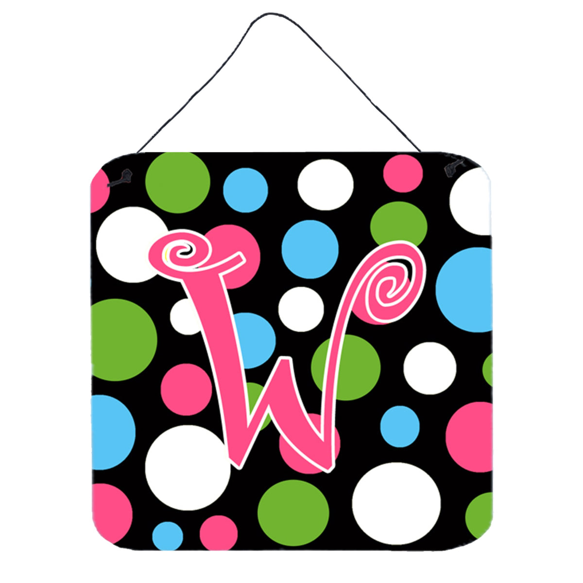 Letter W Initial Monogram  Polkadots And Pink Wall Or Door Hanging Prints