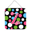 Letter Z Initial Monogram  Polkadots And Pink Wall Or Door Hanging Prints