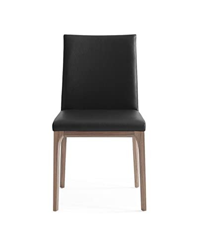 Whiteline Modern Living Stella Dining Chair with Faux Leather Seat and Back and Grey Oak Veneer Legs, Set of 2, Black/Walnut
