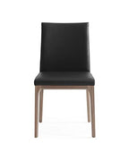 Whiteline Modern Living Stella Dining Chair with Faux Leather Seat and Back and Grey Oak Veneer Legs, Set of 2, Black/Walnut