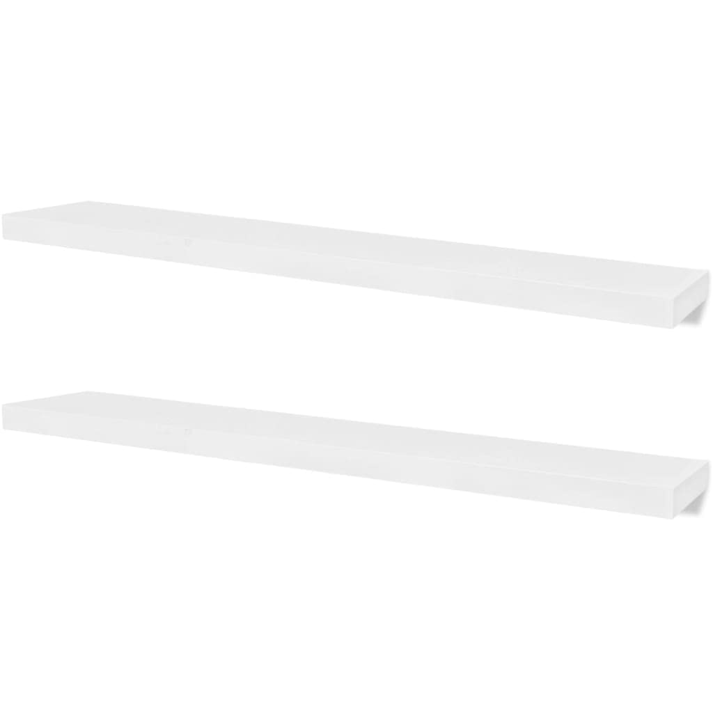 vidaXL Set of 4 Wall Shelves - White and Stylish, Matte Finish, Modern Decor, Easy-to-Install, Resistant MDF Material