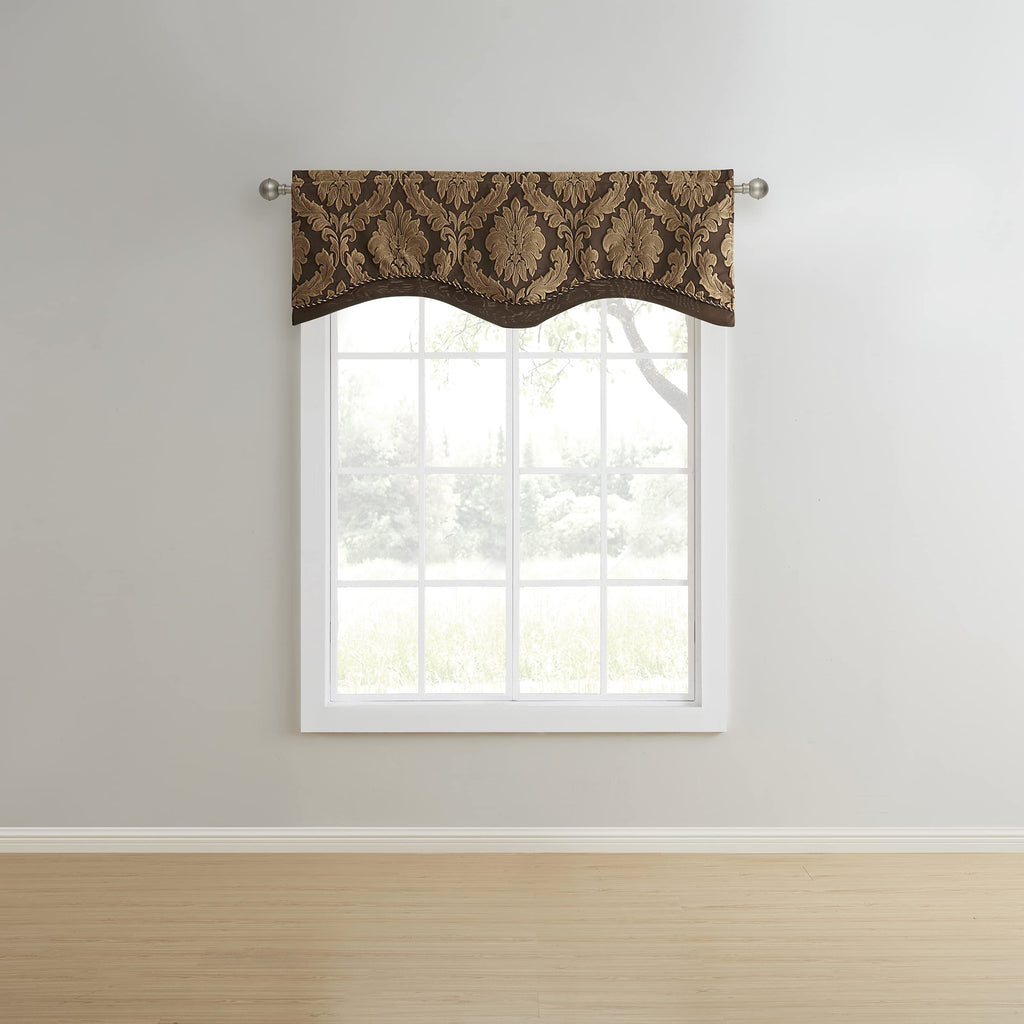 Stylemaster Renaissance Home Fashion Darby Layered Scalloped Valance With Cording, Caf  , 50 By 17-Inch