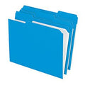 Reinforced Top Tab File Folders, Straight Cut, Letter, Blue, 100/Box