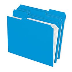 Reinforced Top Tab File Folders, Straight Cut, Letter, Blue, 100/Box