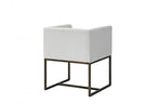 HomeRoots Off-White Fabric, Metal White Antique Velvet Brass Dining Chair