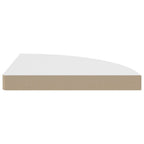 vidaXL Set of 2 Modern Floating Corner Shelves in White, 13.8"x13.8"x1.5" | Resistant Honeycomb MDF and Metal | for Books, Decoratives, Awards