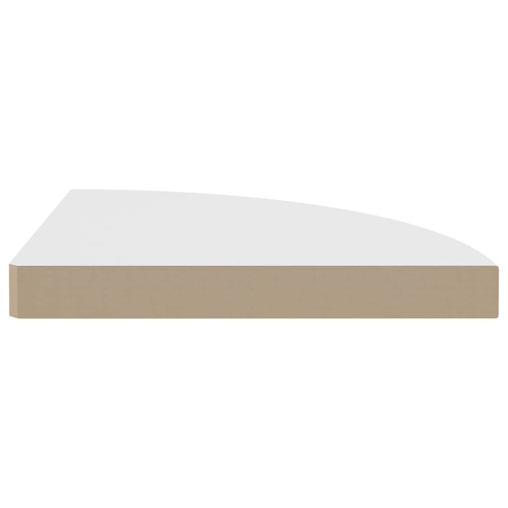 vidaXL Set of 2 Modern Floating Corner Shelves in White, 13.8"x13.8"x1.5" | Resistant Honeycomb MDF and Metal | for Books, Decoratives, Awards