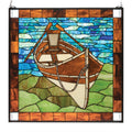 26 Inch W X 26 Inch H Beached Guideboat Stained Glass Window